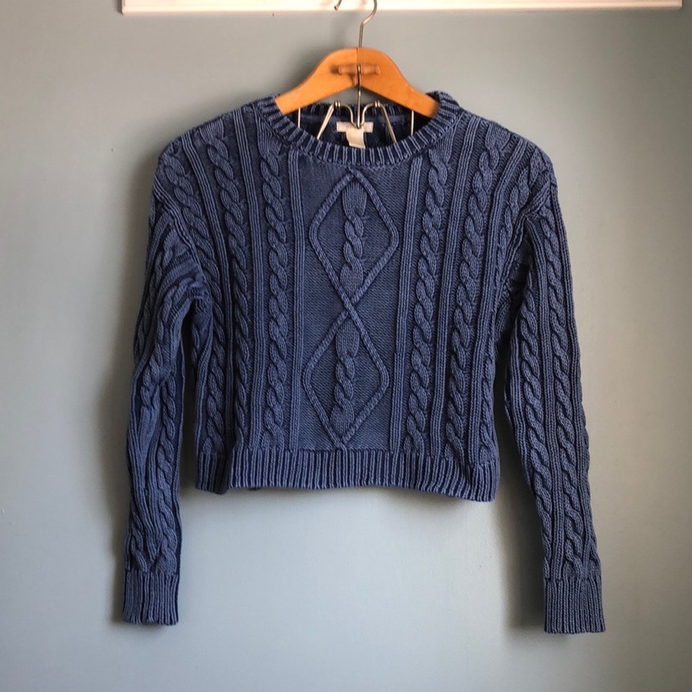 💰3 for $30💰 Blue Cable-knit Cropped Sweater